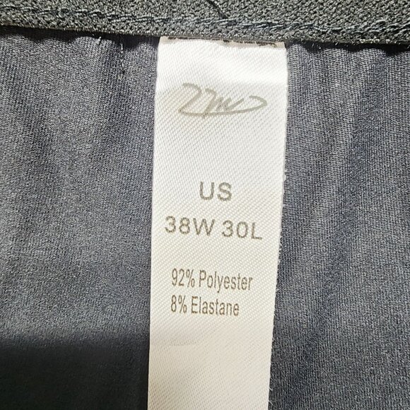 Mens Black Dress Pants Size 38W 30L Polyester & Elastane Blend - Picture 2 of 8